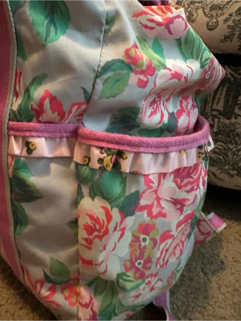 Matilda Jane Pink and Green Floral Canvas Tote Back Pack